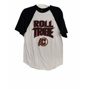 Augusta Sportswear Men White Black Graphic Roll Tribe Crew Raglan Short Sleeve M